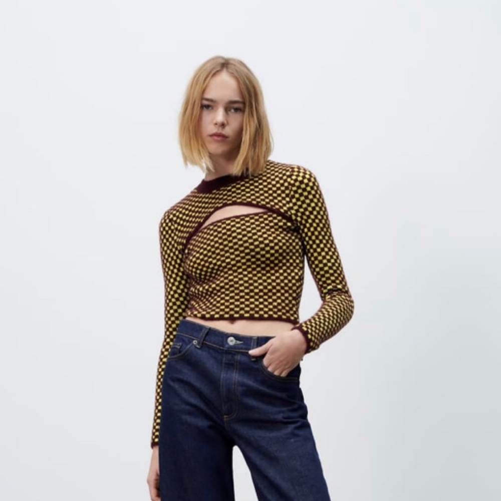 Zara cut out jacquard top